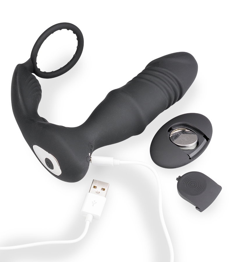 Plug anal vibrant et va-et-vient avec cockring Clark