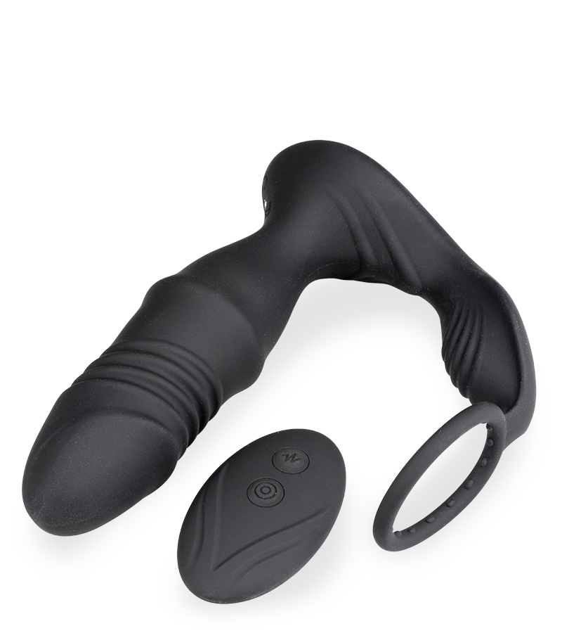 Plug anal vibrant et va-et-vient avec cockring Clark