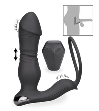 Charger l&#39;image dans la galerie, Plug anal vibrant et va-et-vient avec cockring Héra