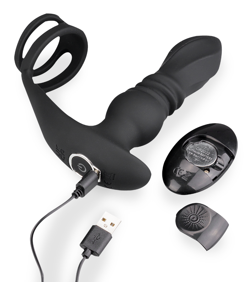 Plug anal vibrant et va-et-vient avec double cockring Toronto