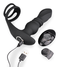 Charger l&#39;image dans la galerie, Plug anal vibrant et va-et-vient avec double cockring Toronto