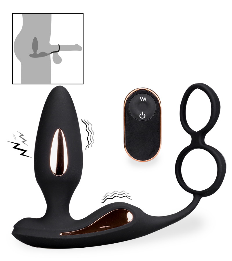 Plug anal vibrations et électrostimulation avec cockring Fever