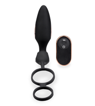 Charger l&#39;image dans la galerie, Plug anal vibrations et électrostimulation avec cockring Fever