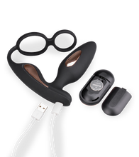 Charger l&#39;image dans la galerie, Plug anal vibrations et électrostimulation avec cockring Fever