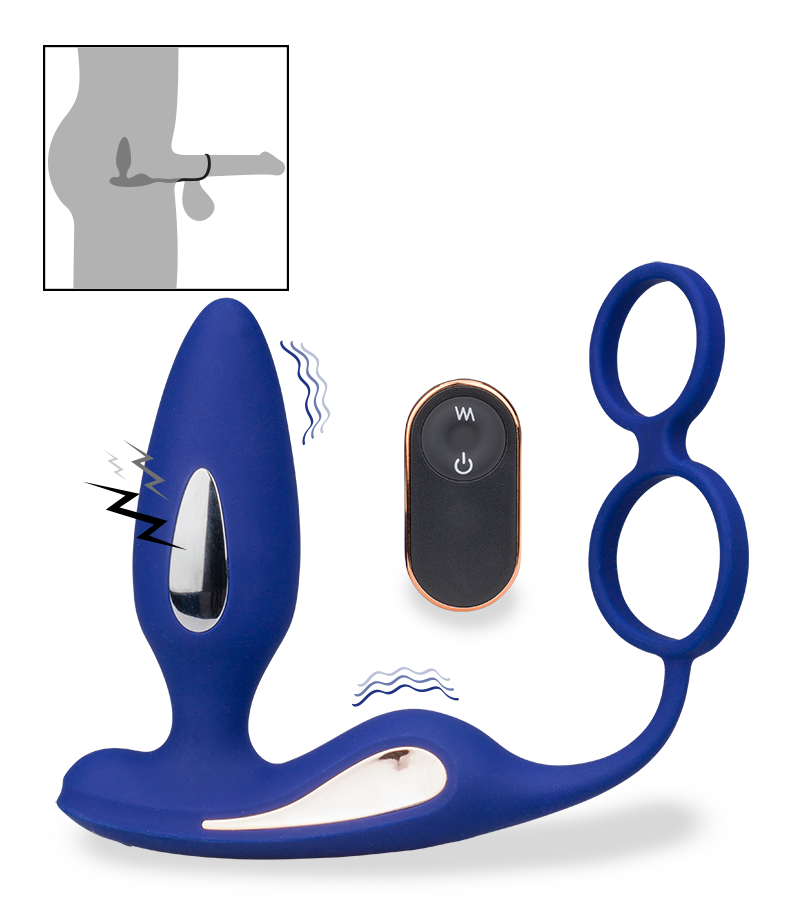 Plug anal vibrations et électrostimulation avec cockring Fever