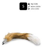 Plug queue de chien fourrure vegan marron et blanche