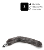 Plug queue de loup fourrure vegan grise