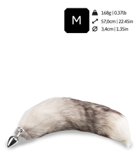 Charger l&#39;image dans la galerie, Plug queue de renard fourrure grise et blanche