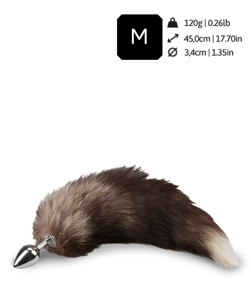 Plug queue de renard fourrure noire et blanche