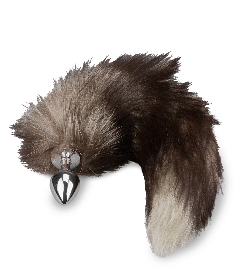 Plug queue de renard fourrure noire et blanche