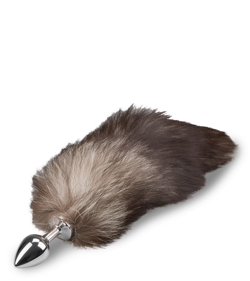 Plug queue de renard fourrure noire et blanche