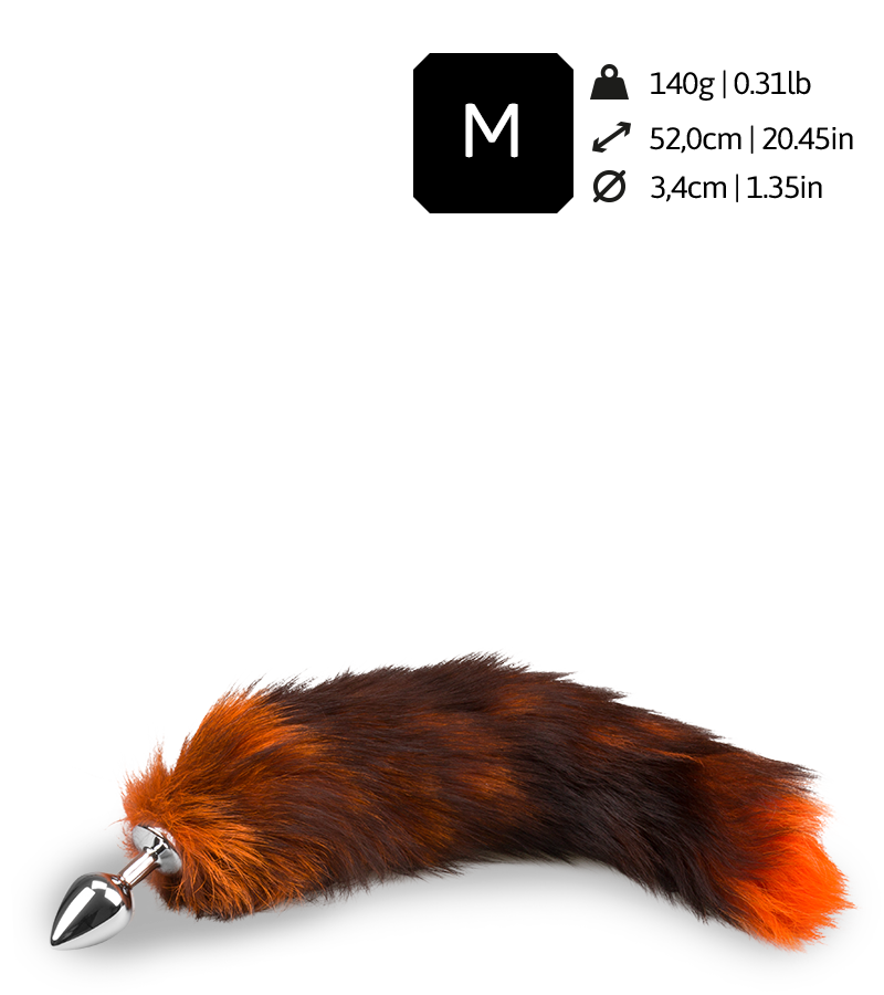 Plug queue de renard fourrure noire et orange