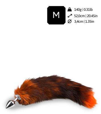 Plug queue de renard fourrure noire et orange