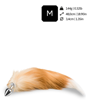 Plug queue de renard fourrure rousse et blanche