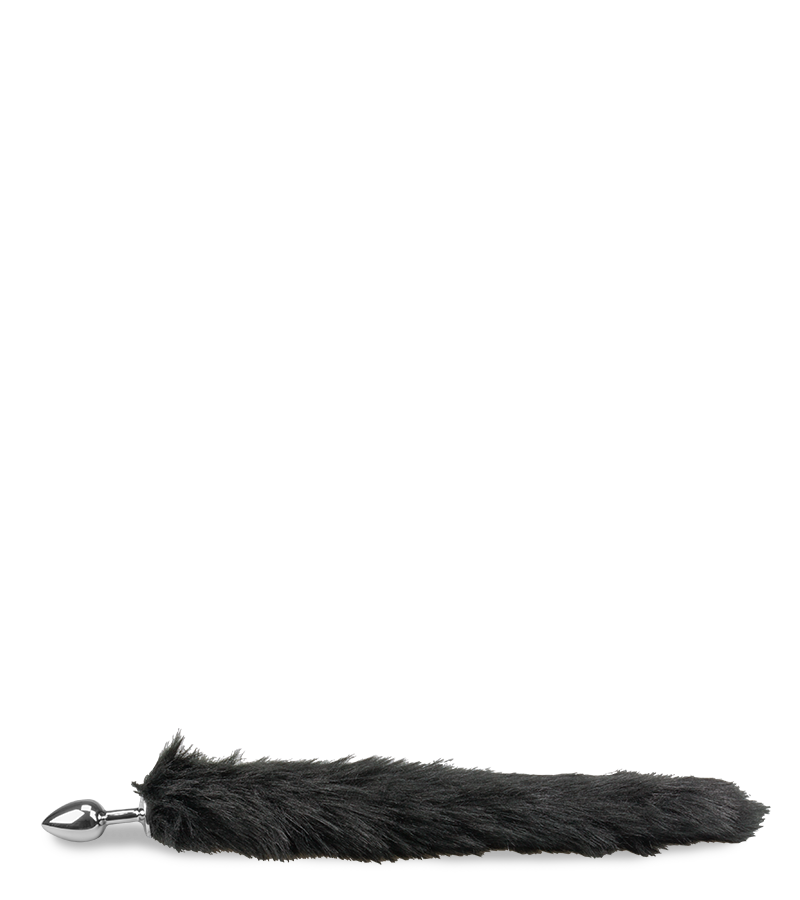 Plug queue de renard fourrure vegan noire