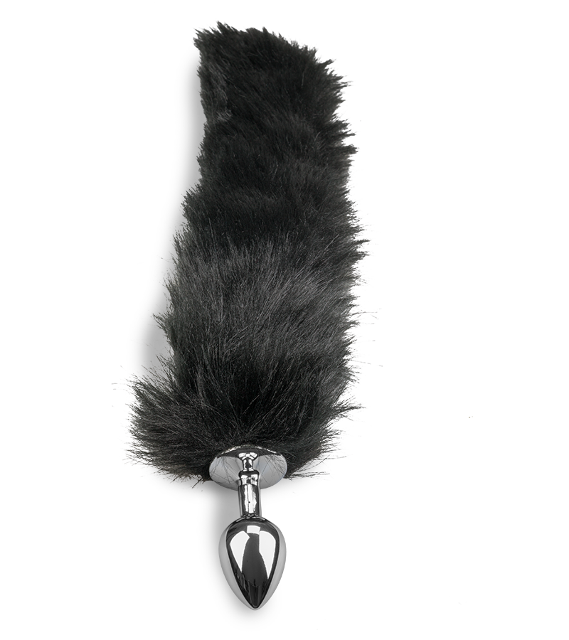 Plug queue de renard fourrure vegan noire