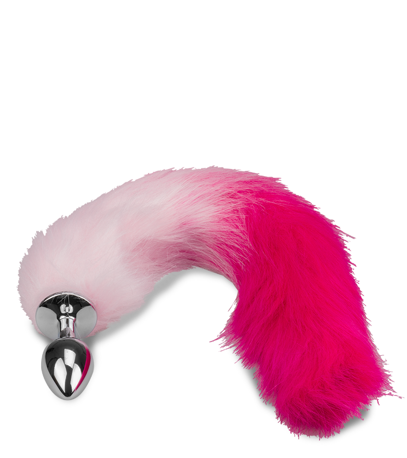 Plug queue de renard fourrure vegan rose et fuchsia