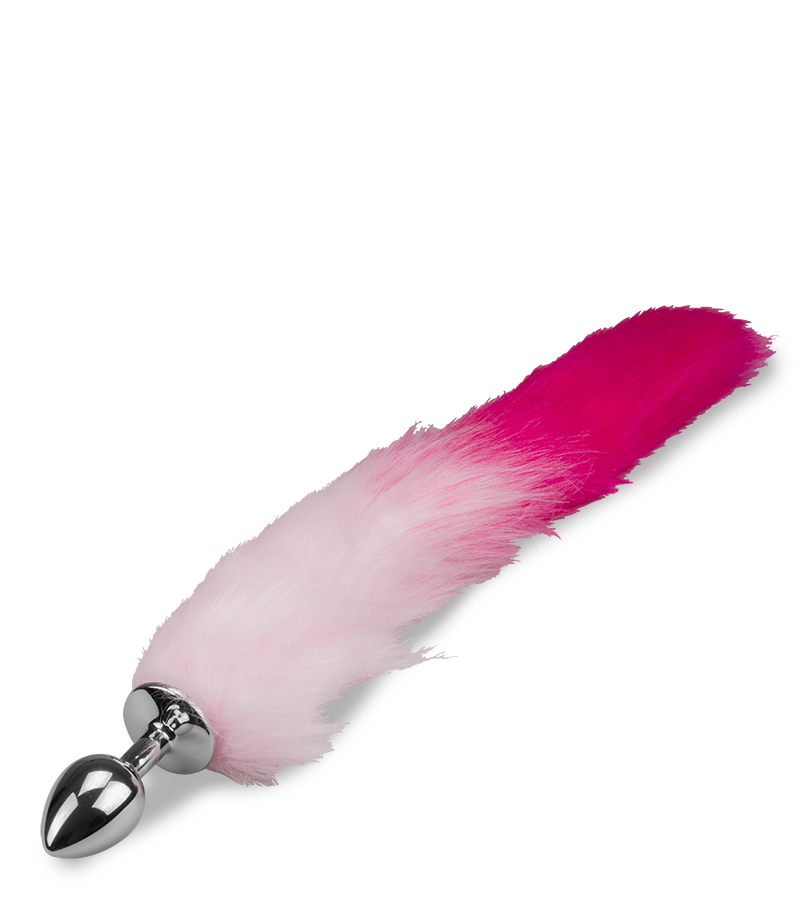 Plug queue de renard fourrure vegan rose et fuchsia