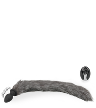 Charger l&#39;image dans la galerie, Plug vibrant avec queue fourrure synthétique grise