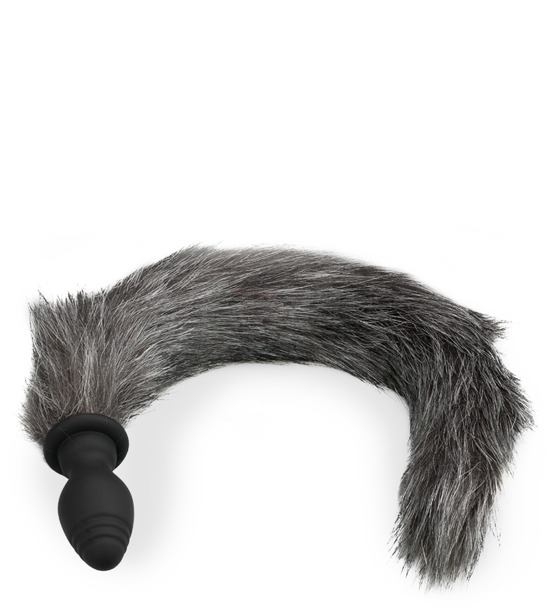 Plug vibrant avec queue fourrure synthétique grise