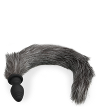 Charger l&#39;image dans la galerie, Plug vibrant avec queue fourrure synthétique grise