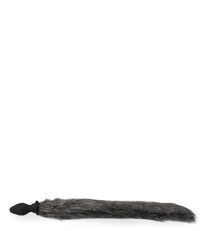 Plug vibrant avec queue fourrure synthétique grise