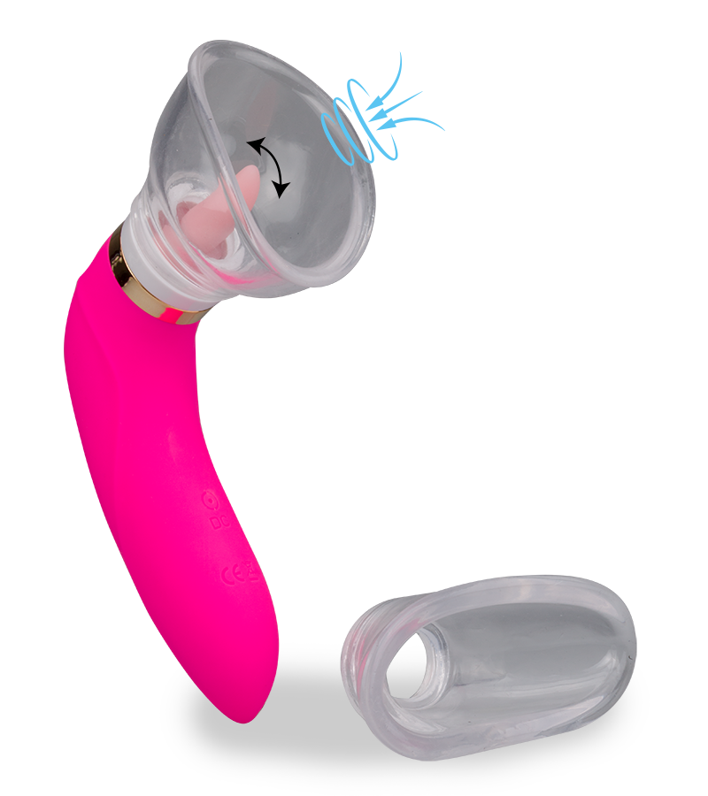 Pompe à vulve avec langue et 2 embouts