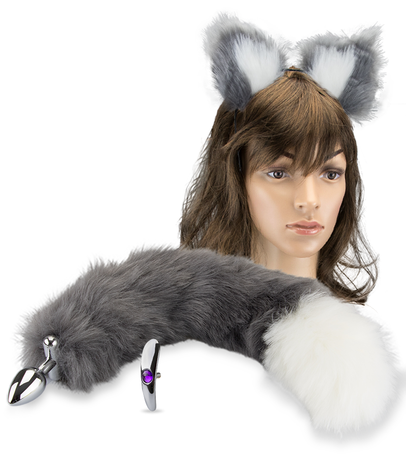 Rosebud plug anal queue de chat et serre tête