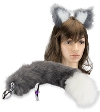 Charger l&#39;image dans la galerie, Rosebud plug anal queue de chat et serre tête