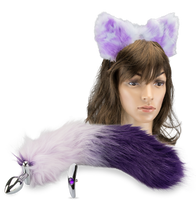 Charger l&#39;image dans la galerie, Rosebud plug anal queue de chat et serre tête