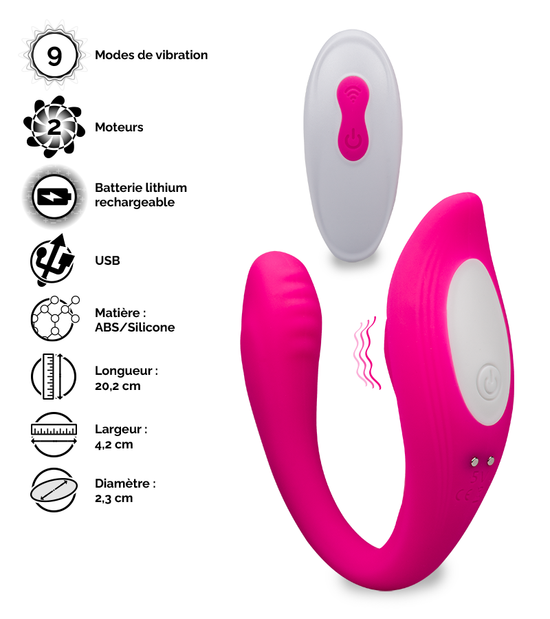 Stimulateur de clitoris et point G articulé télécommandé Idol