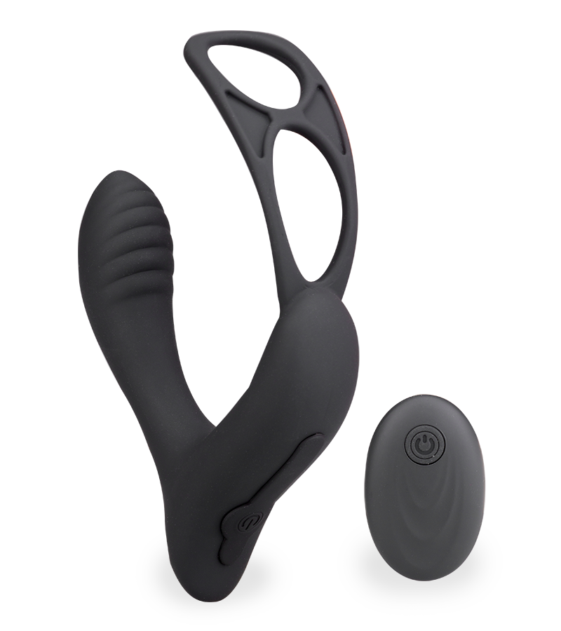 Stimulateur de prostate vibrant avec double cockring Pro P