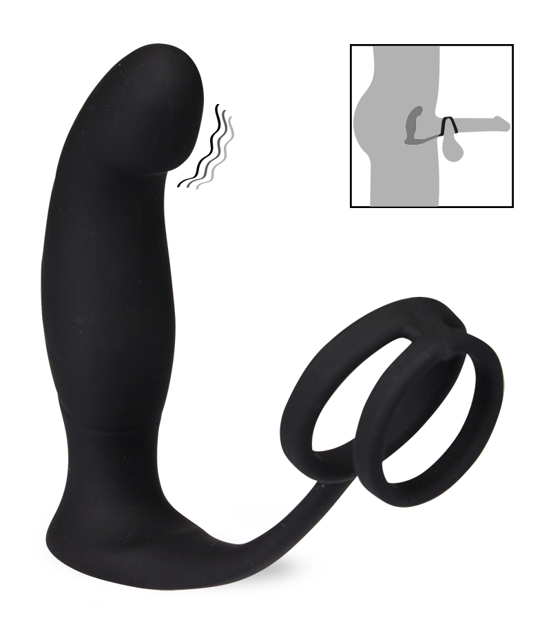 Stimulateur de prostate vibrant et double cockring Wandering