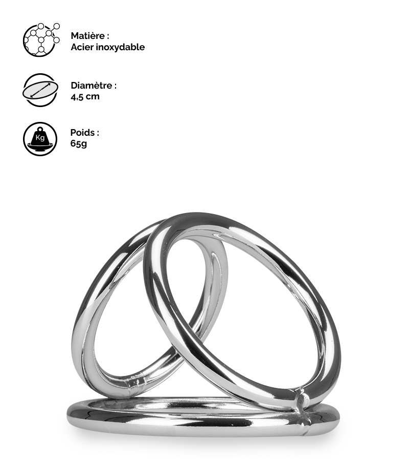 Triple cockring en inox Holdy
