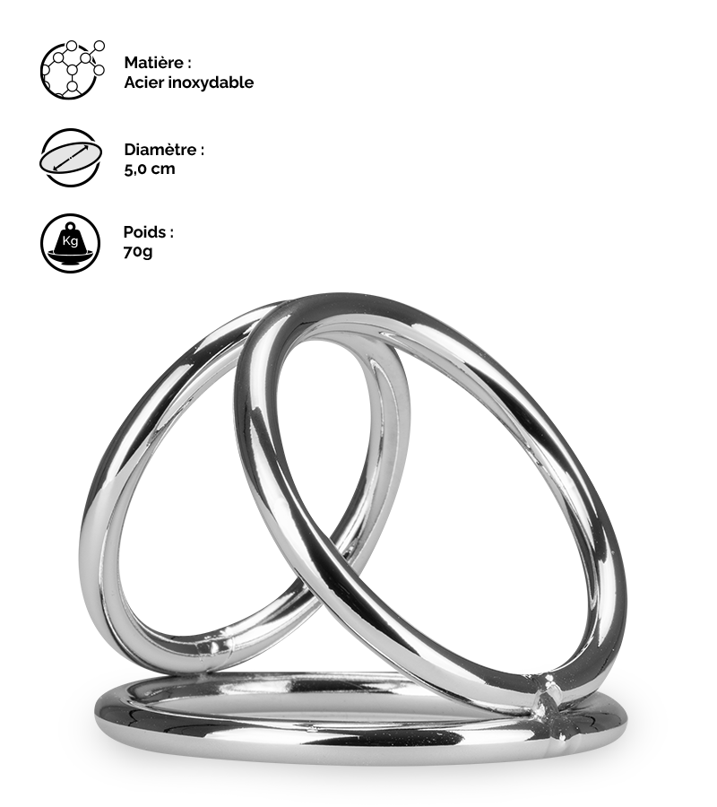 Triple cockring en inox Holdy
