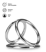 Charger l&#39;image dans la galerie, Triple cockring en inox Holdy