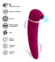 Charger l&#39;image dans la galerie, Vibro aspire clitoris et gode vibrant USB