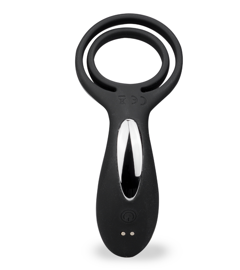 Vibro pour couple avec anneaux cockring et testicules USB