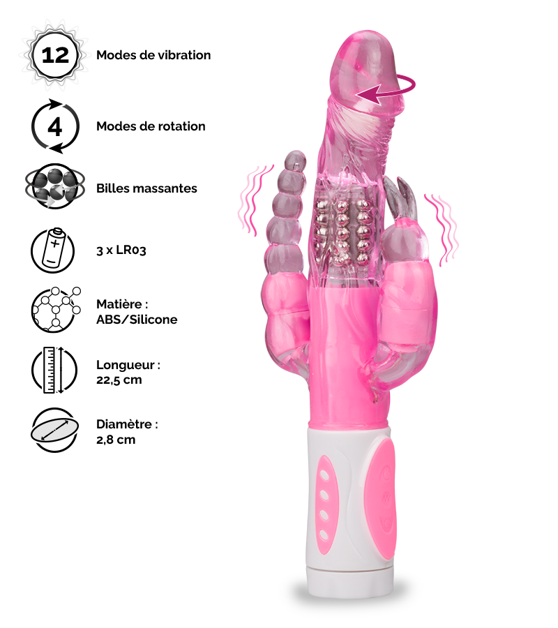 Vibro rabbit rotatif triple pénétration