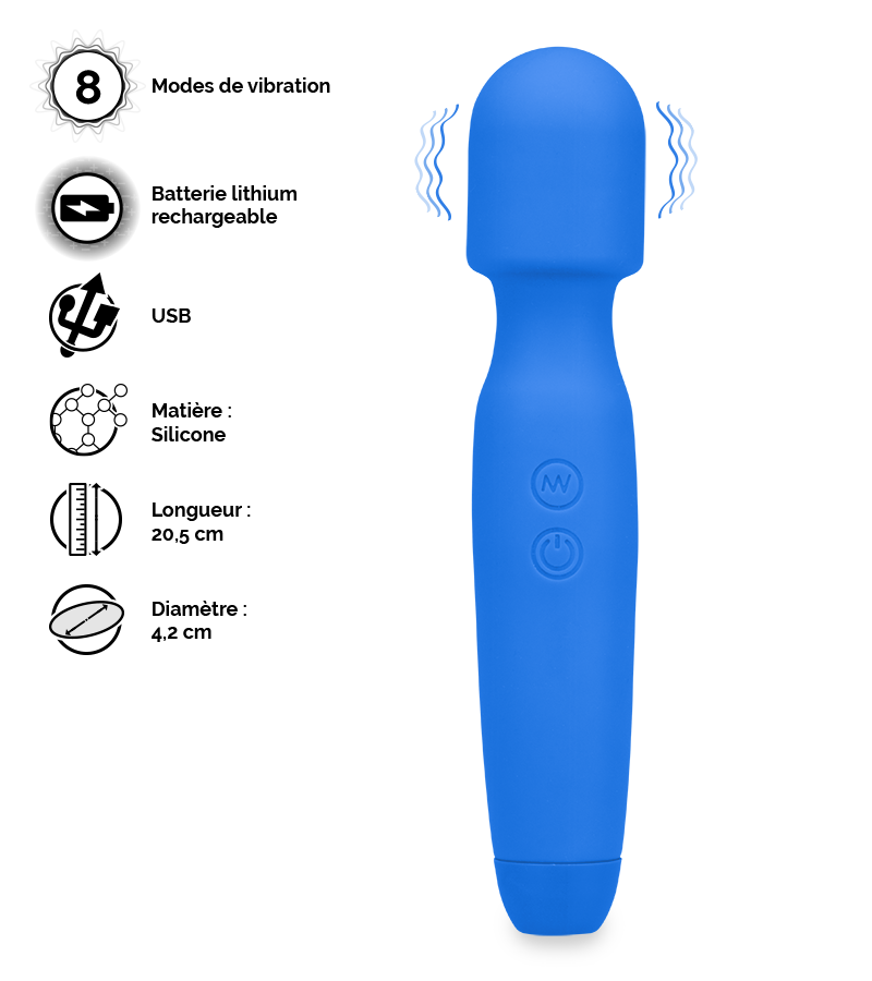 Vibromasseur fantasy wand 8 modes Wizard