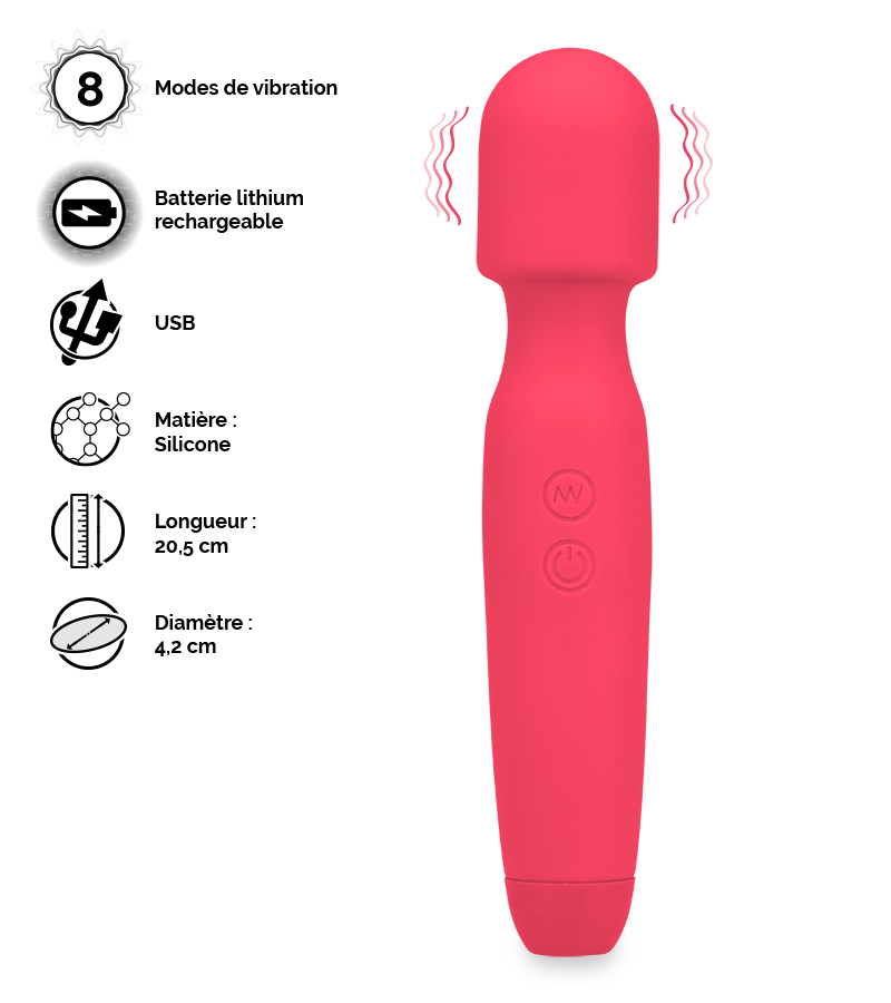 Vibromasseur fantasy wand 8 modes Wizard