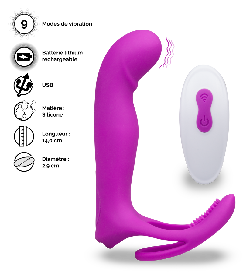 Vibromasseur multifonctions avec anneau cockring Poly