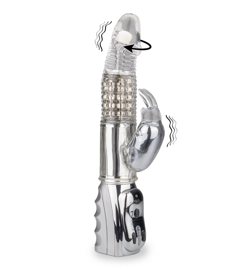 Vibromasseur rabbit rotatif Silver Pleasure